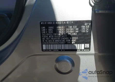 2017 Honda Hr-V Lx from USA, damaged, VIN 3CZRU6H38HG709807